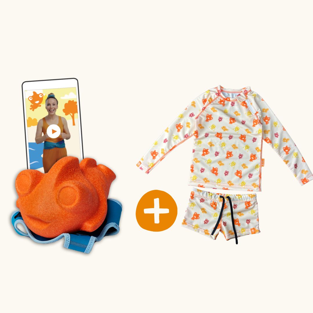 Fibby Ayuda de natación con app de aprendizaje + Ropa de baño UV